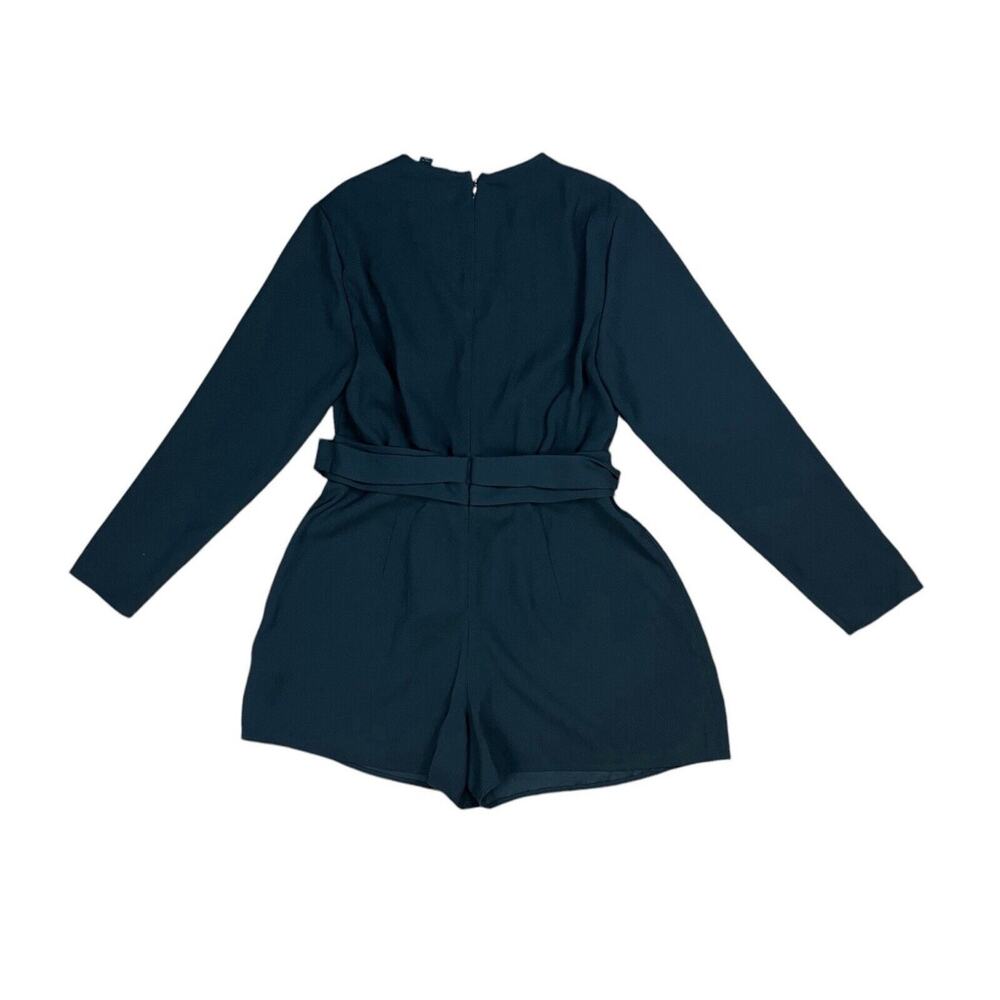 Allsaints Karine Playsuit Black Deep V-Neck Wrap-Over Belt Romper Size 6 - Picture 8 of 11
